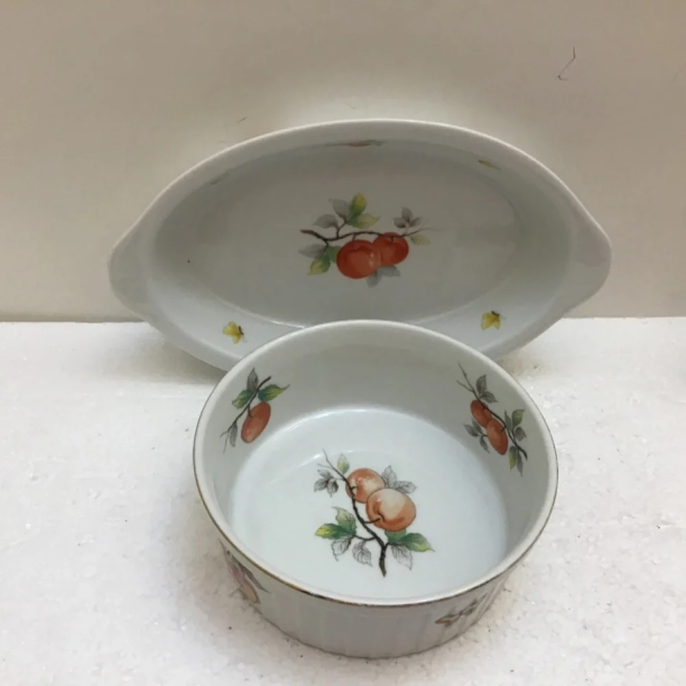 VTG set of 2 Baking Dishes-Fruit Design-From Oven To Table-Home Kitchen Cooking